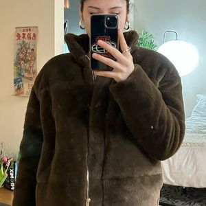 Zara Brown Fur Puffer Coat